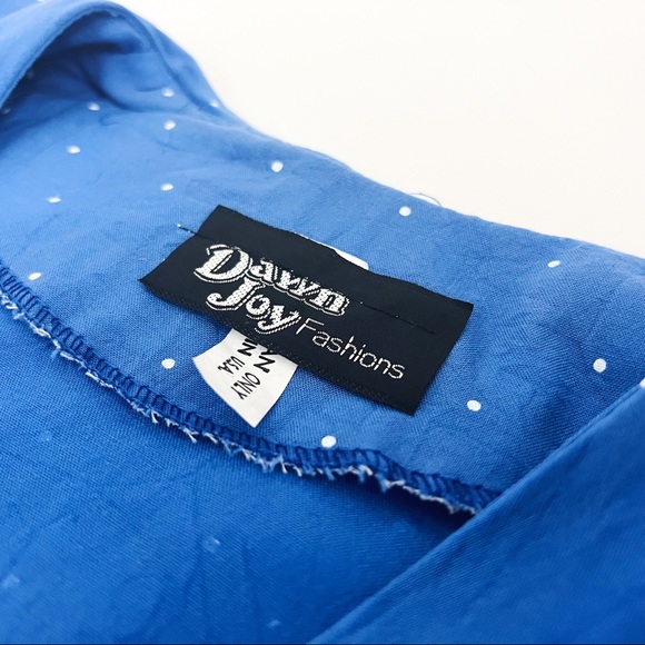 Vintage Polka Dot Surplice Dress in Blue | Size XS - Picture 11 of 11